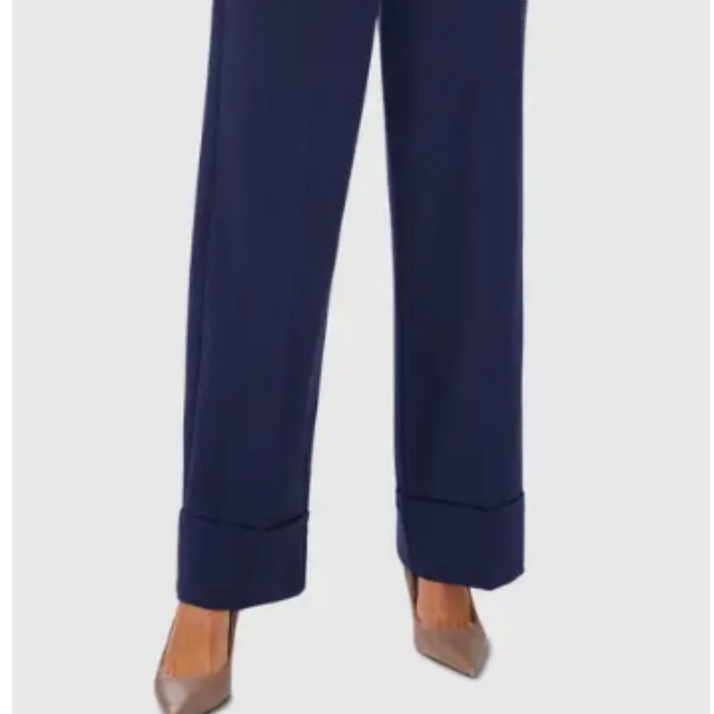 Halogen Cuff Wide Leg Pants, Size 8, Navy